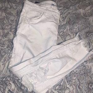 Zara White Denim Ripped Skinny Jeans